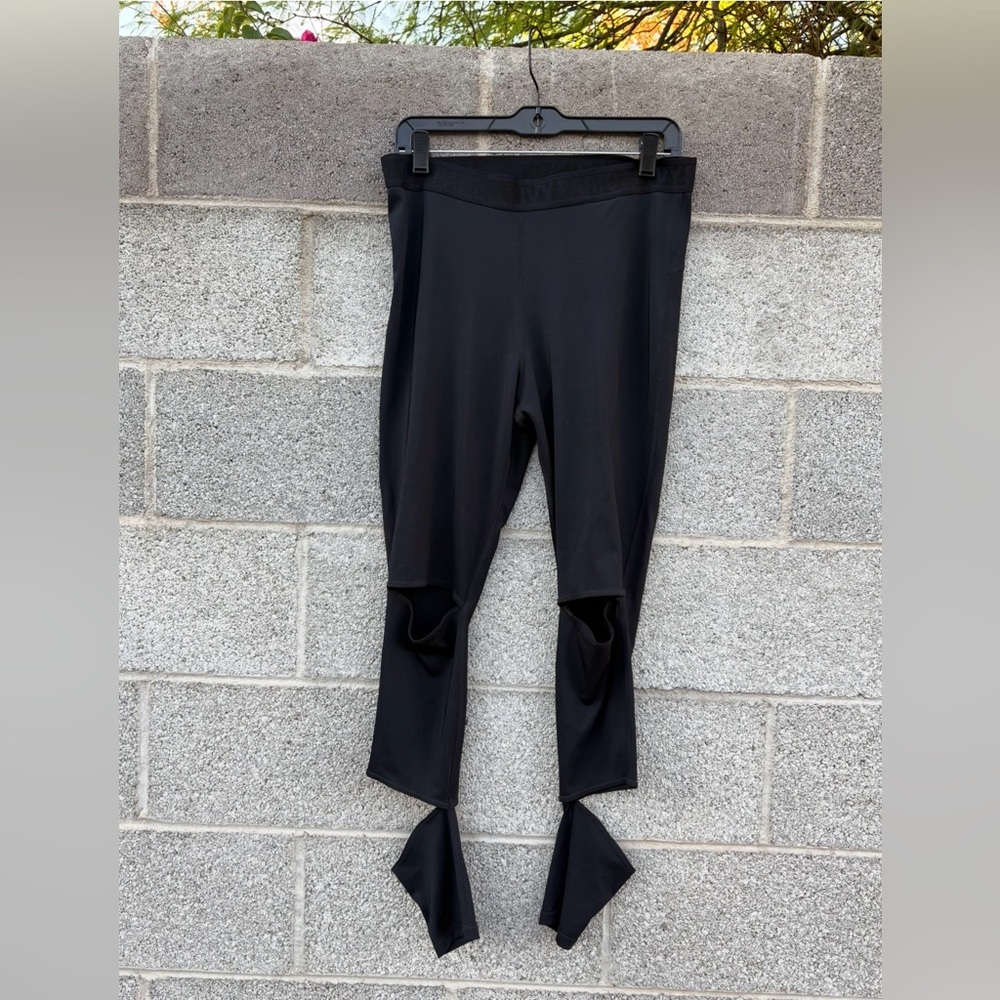 Ivy Park Size XL High Rise Black Slash Leggings Full Length Athletic Edgy Goth - Picture 4 of 15